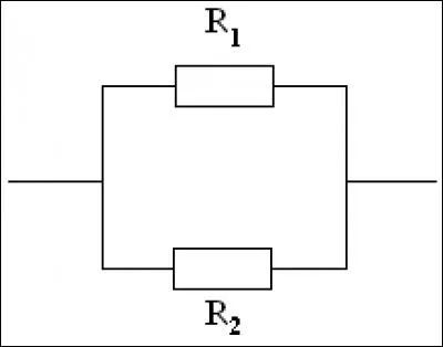 R1 et R2 étant ici les valeurs des résistances respectives de cette image, la valeur de la résistance équivalente de cette configuration est...