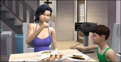 Mange sur le [...] au lieu de jouer avec de la nourriture !