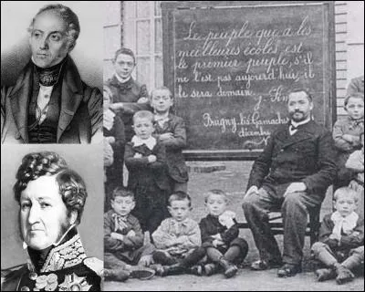 Ministre de l'instruction publique sous la monarchie de Juillet, François Guizot restera célèbre par une loi portant son nom en 1833. Elle concernait...