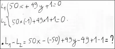 Sur l'image, vous pouvez voir le début d'une des trois méthodes. Par quel résultat pouvez-vous remplacer le point d'interrogation ? Pour trouver le résultat, vous devez poursuivre le calcul "L1-L2".