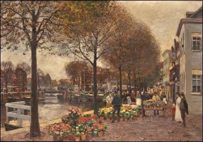 Ce tableau représente un marché aux fleurs à Amsterdam. Qui en est l'auteur ?