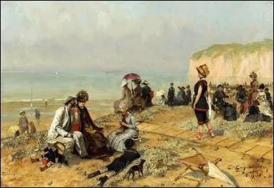 1845-1922- Qui est le peintre belge qui a peint cette toile intitulée "Vie sur la plage du Tréport" ?