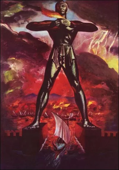 Quel Dieu est représenté sur cette colossale statue en bronze à l'entrée du port de Rhodes ?