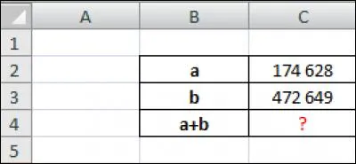 Que faut-il écrire en C4 pour additionner ces 2 nombres ?
