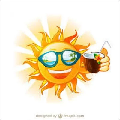 J'observe l'image et je vois : un soleil qui porte des lunettes jaunes avec un grand sourire !