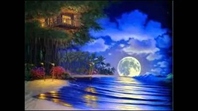 J'observe l'image et je vois : la pleine lune à l'arrière-plan du paysage fantastique !