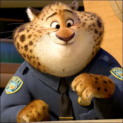 Dans le film d'animations "Zootopie", comment s'appelle le léopard à l'accueil du commissariat ?
