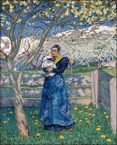 Qui a peint "Mère et enfant sous un arbre en fleurs" ?