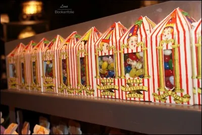 Harry et Ron font une dégustation de dragées, et goûtent des dragées au toast grillé, à la noix de coco, au haricot blanc, à la fraise, au curry, au gazon, au café, à la sardine et au poivre. Toutefois, la première dragée goûtée par Ron semble satisfaire beaucoup moins son palais ! Normal, elle a un goût de...