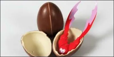 La photo nous montre un uf en chocolat au lait et à l'intérieur on y trouve un cadeau, il s'agit d'un...