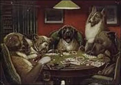 Pourriez-vous me citer le nom de ce peintre américain (1844-1934) surtout connu pour sa série de seize peintures à l'huile représentant des chiens jouant au poker, peinte à partir de 1903? (ces dernières ont été commandées par Brown et Bigelow pour faire la promotion de cigares. La plus connue est la n°9 (photo), intitulée "Waterloo").