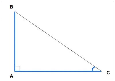 Exercice - Dans le triangle ci-dessus, nous connaissons tout ce qui est en bleu. Quelle formule va-t-on utiliser pour calculer la valeur de [BC] ?