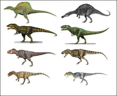 Parmi ces 8 grands dinosaures carnivores, lesquels ont disparu lors de la catastrophe qui a mis fin au règne des reptiles géants ?