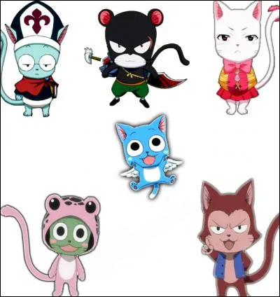 Quel est le nom de la race de ceux qui acompagnent les chasseurs de dragons (Happy, Carla (charuru), Lily, Frosh, Lecter et Samuel) ?