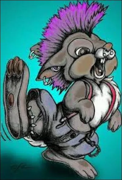 Quel petit animal mignon est représenté ici en petit animal punk ?