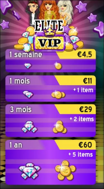 Quand tu es VIP Star durant 3 mois, tu reçois :