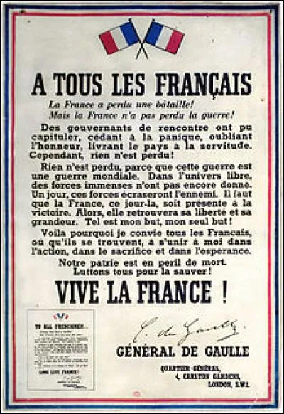 Quelle est la date de l'appel du général de Gaulle ?