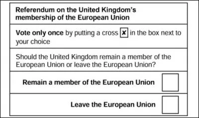 Si je suis un citoyen britannique et que je souhaite rester au sein de l'Union européenne, je dois cocher la case :