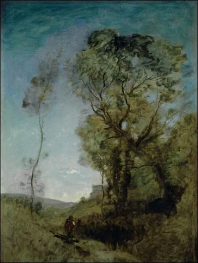 Qui a peint "La villa italienne derrière les pins" ?