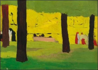 Qui est l'auteur de cette peinture nommée "le banc rose" ?