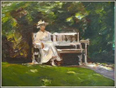 Cette toile s'intitule "Le banc à la villa", qui l'a signée ?