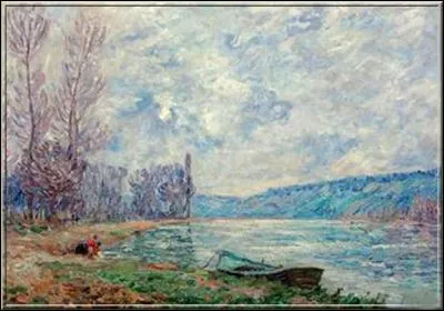 Qui a peint cette barque sur "Les bords de l'Yonne par temps gris ?