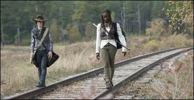 Carl et Michonne ont fait le pari de rester le plus longtemps sur les rails sans poser un pied à terre. Qui gagne la partie ?