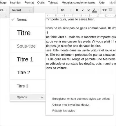 Quand on veut changer de style de paragraphe, il faut choisir...