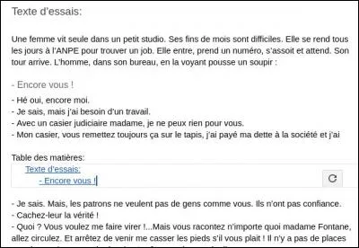 Comment mettre une "Table des matières" comme sur l'image?