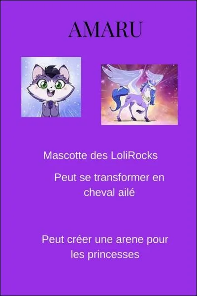 Comment s'appelle la mascotte des LoliRock qui peut se transformer en cheval ailé ?