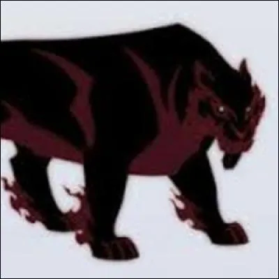 Comment s'appelle l'animal de compagnie de Gramor ? Il ressemble à un grand tigre noir aux reflets rouges.