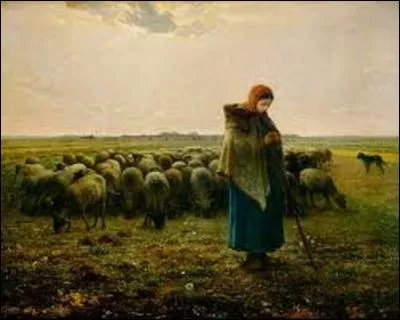 De quel peintre (1814-1875) réaliste, célèbre pour ses scènes champêtres et de la paysannerie, est cette huile sur toile (H : 0, 81 m x L : 1, 01 m) baptisée "Bergère avec son troupeau" ?