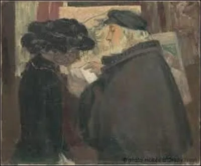 Fréquentant le peintre Degas depuis 1901, cet artiste nabi nous livre ici une scène familière du maître. Réalisée vers 1906, on y voit un Degas barbu, coiffé d'une casquette et vêtu d'une houppelande, croquant sur son carnet le portrait de son modèle. Intitulée, logiquement "Degas et son modèle", pourriez-vous citer l'auteur de cette huile sur toile ?