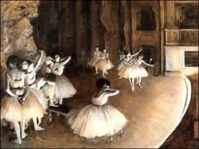 Pourriez-vous citer le nom de cet impressionniste qui a peint en 1874, cette huile sur toile (H : 0, 65 m x L : 0, 81 m) baptisée "Répétition d'un ballet" ?