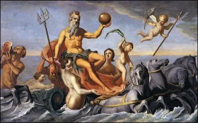 N - Neptune, dieu grec de la mer, a pour attributs le trident, le dauphin et le char aquatique.