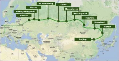 Quelle ville russe n'est pas sur le parcours du Transsibérien (Транссибирская магистраль) de Moscou (Москва) à Vladivostok (Владивосток) ?