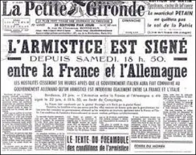 La signature de l'armistice a été signé à quelle date ?