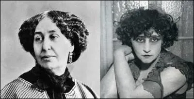 La romanci&egrave;re, auteur dramatique et critique litt&eacute;raire, George Sand (1804-1876), aurait-elle pu lire le premier roman, "Claudine &agrave; l'&eacute;cole", de sa consœur Colette ? (Photo : &agrave; gauche George Sand, &agrave; droite Colette).