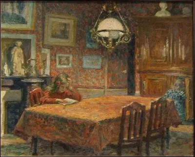 Qui a peint ce tableau intitulé "Sous la lampe" ?