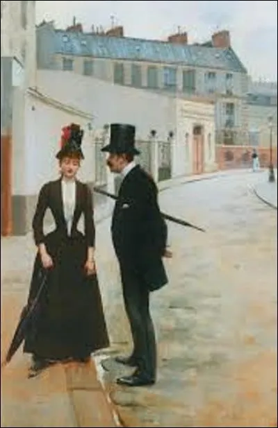 Dans cette huile sur bois datant de 1885, intitulée "La proposition", on imagine une transaction tarifée d'une asphalteuse avec son client. Quel peintre de genre et portraitiste (1849-1935) a accompli cette oeuvre?