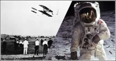 En combien d'années seulement, l'homme a-t-il réussi à voler pour la première fois et à la fois réussi à se poser sur la Lune ?