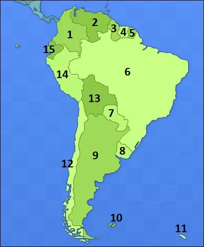 À quel pays correspond le nombre 15 ?