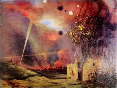 Qui a peint "Paysage de ruines et d'incendies" ?