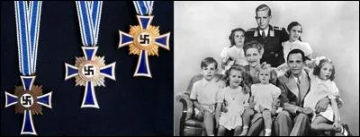 La politique eugéniste de l'Allemagne nazie voulait que chaque femme allemande donne un maximum d'enfants. D'ailleurs, une décoration était attribuée à chaque femme ayant eu un certain nombre d'enfants.
Comment s'appelait cette décoration et combien d'enfants fallait-il pour l'avoir ?