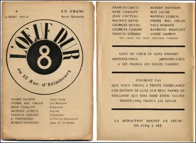 Quelles années voient l'existence de l'ancienne revue mensuelle "L'Œuf dur" ?