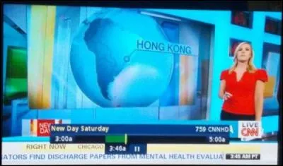 Certes, les USA sont un pays gigantesque, composé de plusieurs pays à part entière, mais être à ce point nuls en géographie sur une grande chaîne TV, c'est grave ! Où ont-ils ici situé Hong-Kong ?