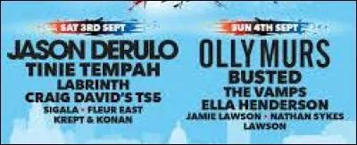 Quel est le festival dans le quel il est tête d'affiche le 4 septembre 2016 ?