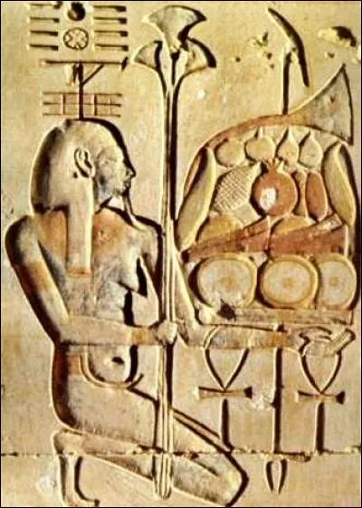 Je suis le dieu du Nil et plus particulièrement de la crue du Nil, qui apporte à l'Egypte vie, prospérité et richesse. Aucun temple ne m'est consacré mais je suis omniprésent dans la vie religieuse égyptienne. Qui suis-je ?