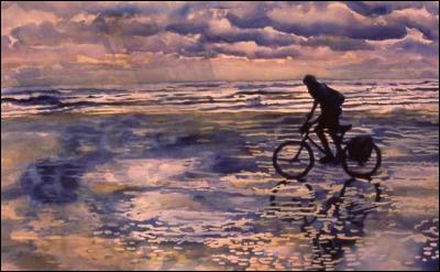 Ce tableau de Wendy Dunder, intitulé Coasting, semble sorti d'un film qui a été dûment primé, dont le décor est gris, pluvieux aussi sombre que l'intrigue...