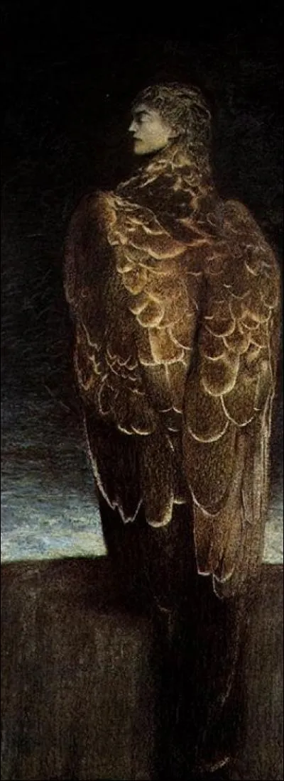 Cette oeuvre de Fernand Khnopff rappelle un classique du cinéma, la belle histoire d'un loup et d'un oiseau, du jour et de la nuit ?